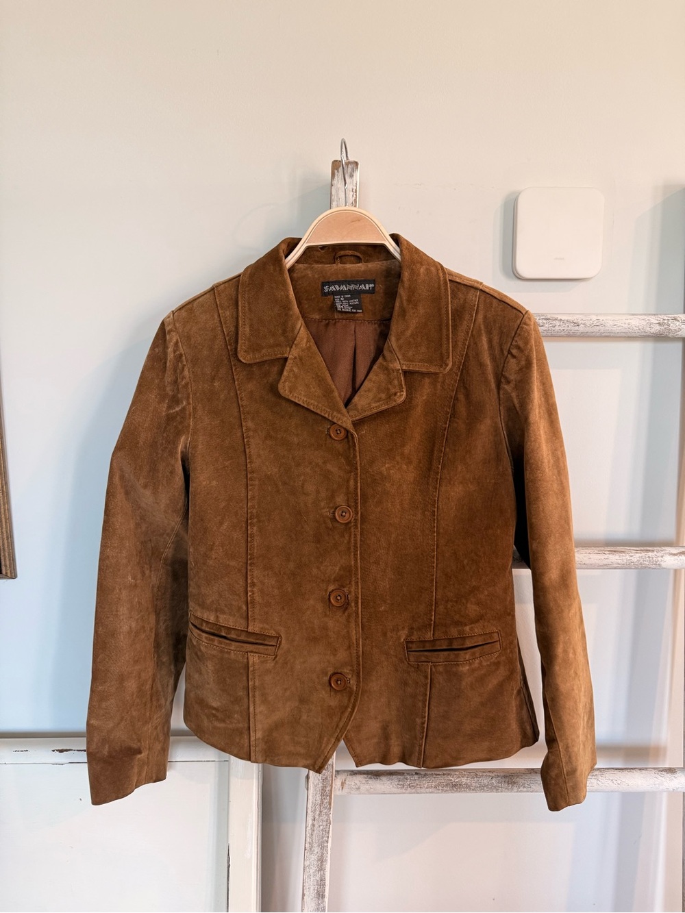 Tan 100% Leather Suede Jacket Vintage 90’s Y2K Size 10 / Medium Western EUC